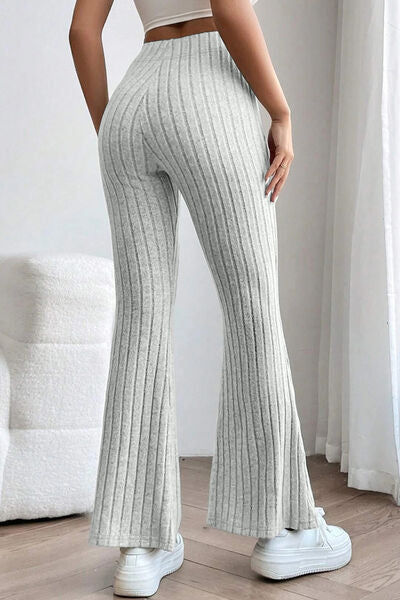 Basic Bae Full Size Ribbed High Waist Flare Pants - AllIn Computer