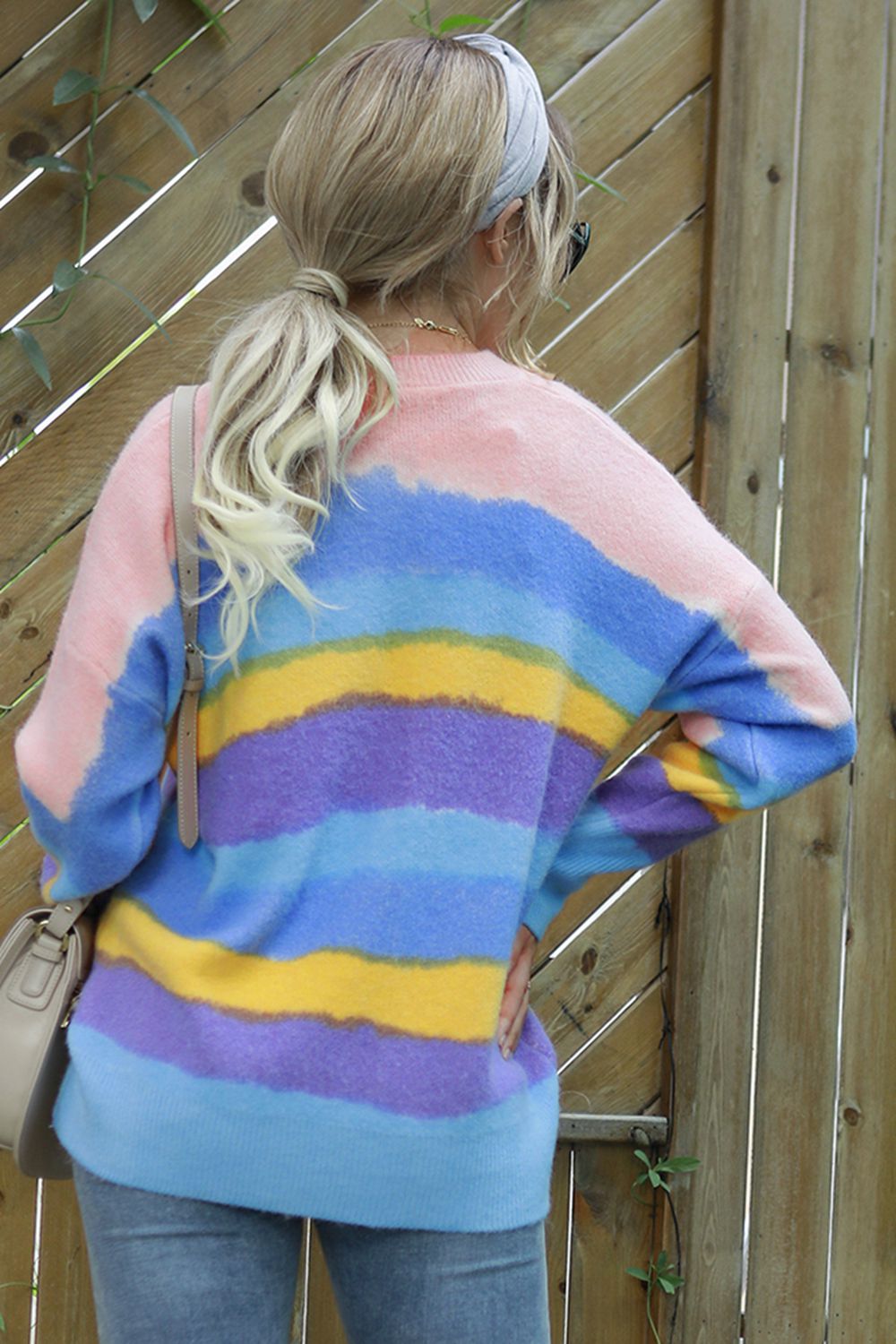 Multi-Color Round Neck Dropped Shoulder Sweater - AllIn Computer
