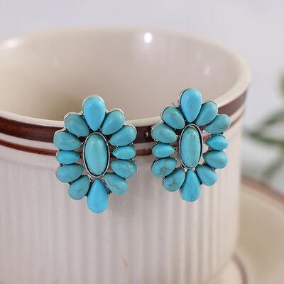 Flower Shape Artificial Turquoise Earrings - AllIn Computer