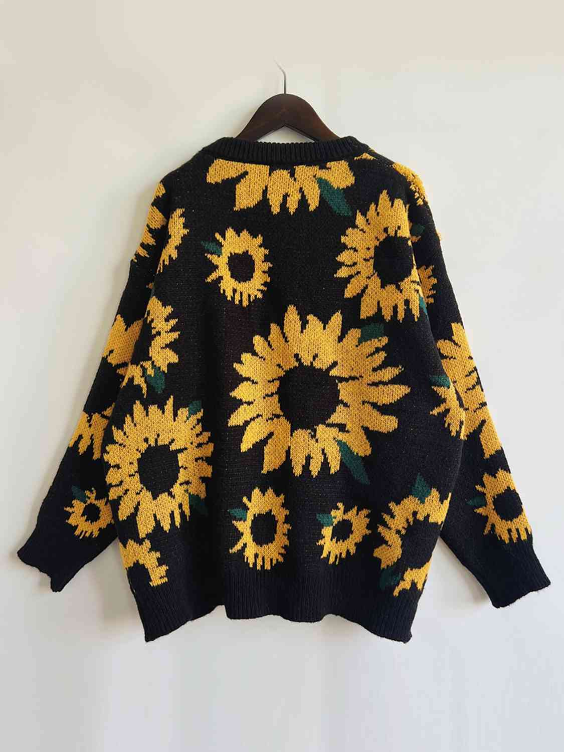 Sunflower Dropped Shoulder Long Sleeve Sweater - AllIn Computer