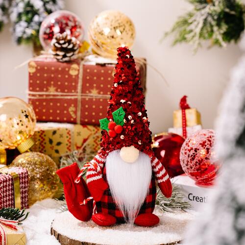 Sequin Christmas Pointed Hat Faceless Doll Ornament - AllIn Computer