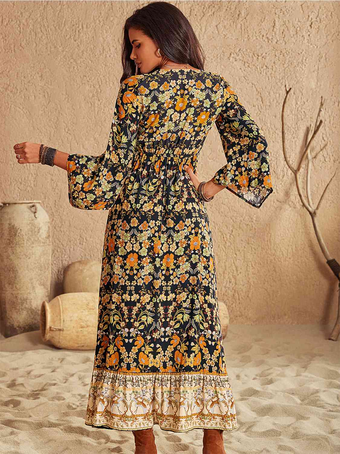 Floral V-Neck Midi Dress - AllIn Computer