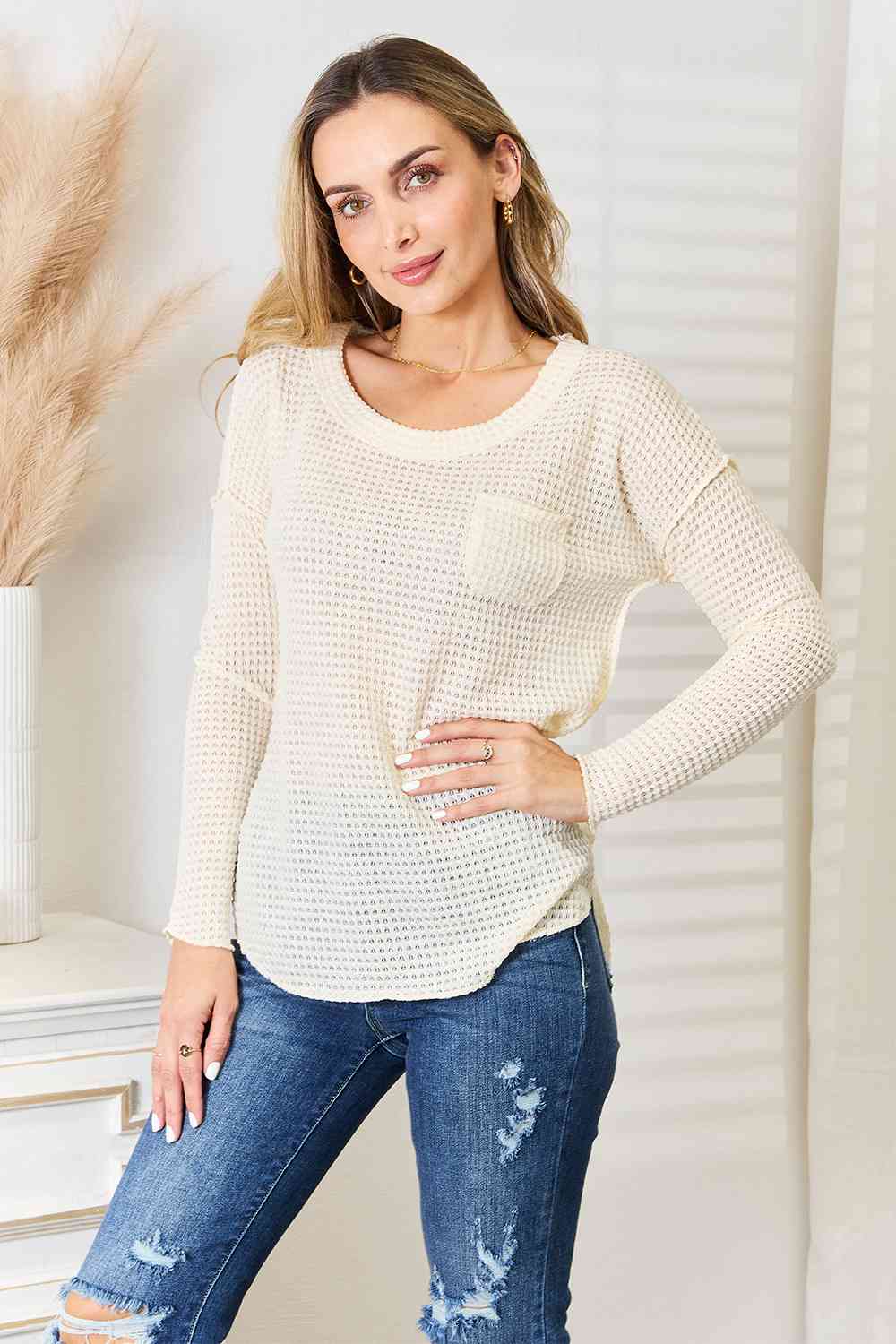 Culture Code Full Size Scoop Neck Patch Pocket Top - AllIn Computer