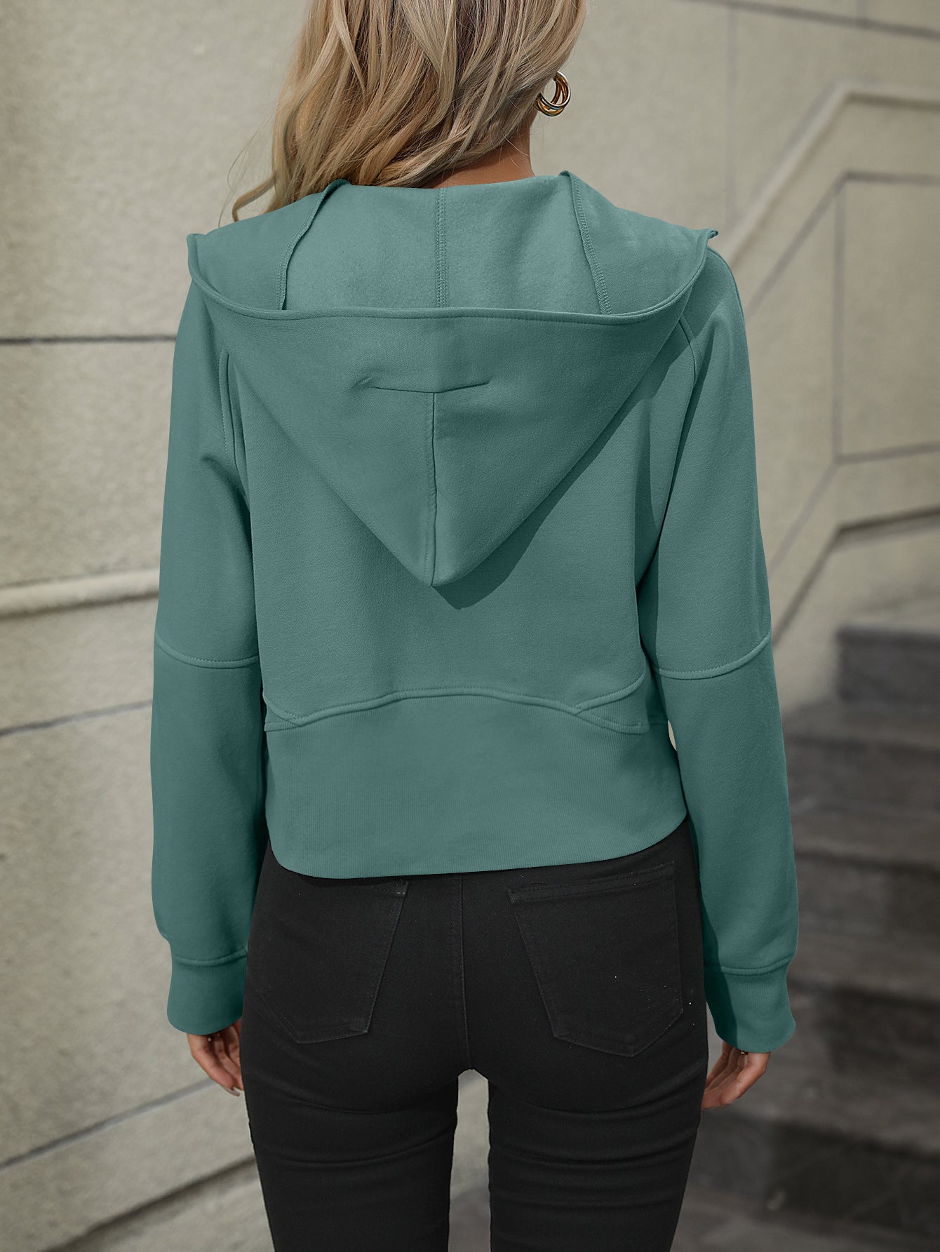Zip-Up Raglan Sleeve Hoodie with Pocket - AllIn Computer