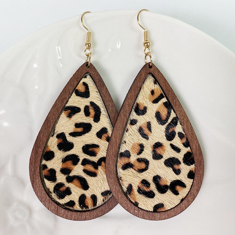 Teardrop Shape Wooden Dangle Earrings - AllIn Computer