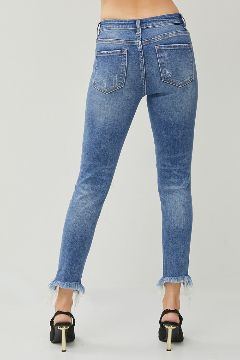RISEN Distressed Frayed Hem Slim Jeans - AllIn Computer