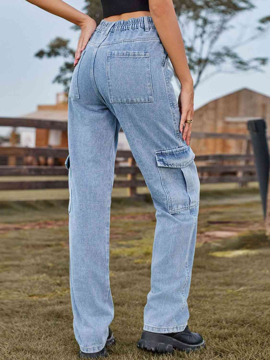 High Waist Cargo Jeans - AllIn Computer