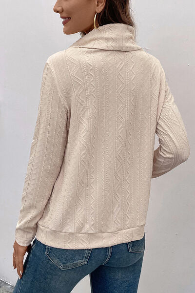 Tied Mock Neck Long Sleeve Knit Top - AllIn Computer