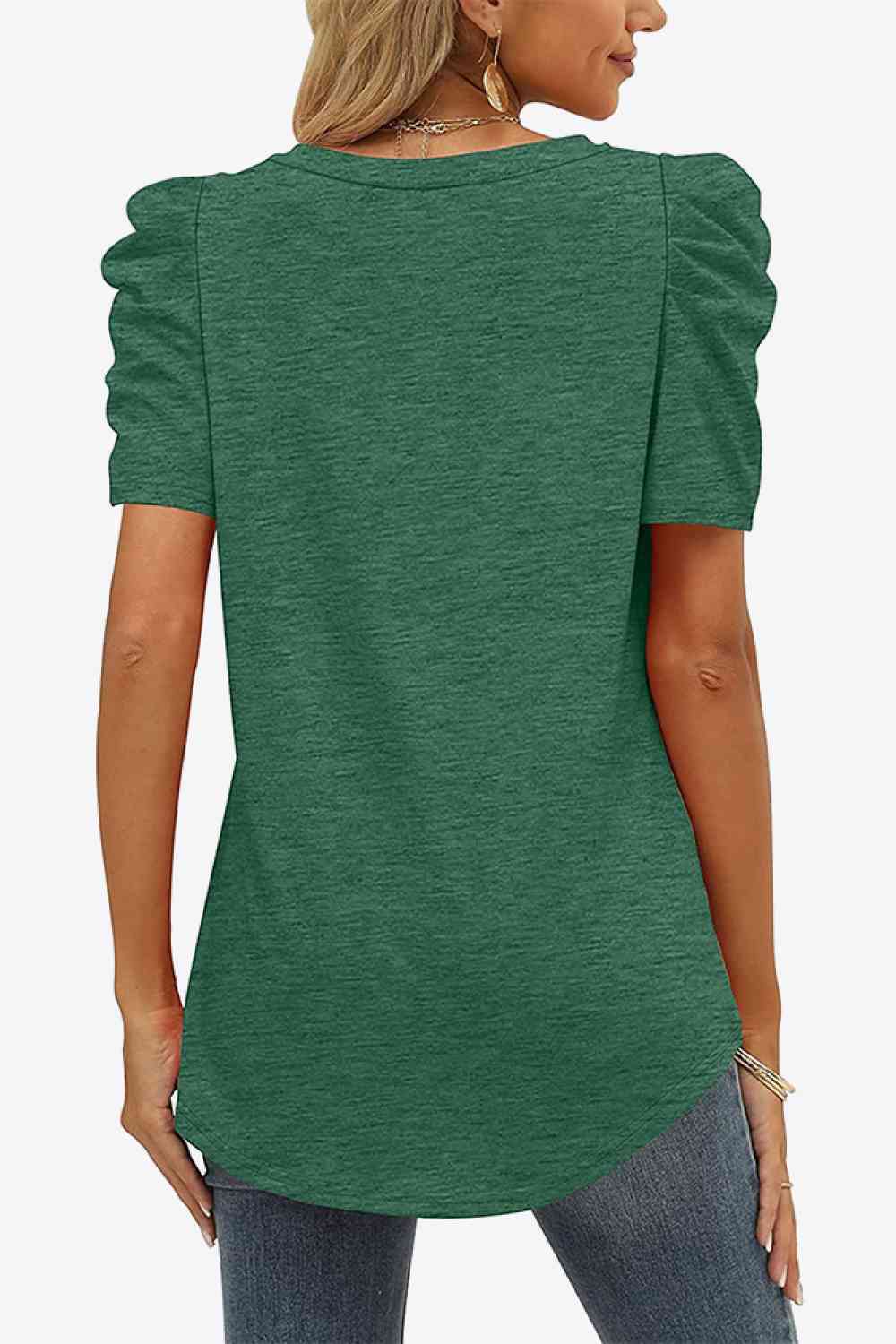V-Neck Puff Sleeve Tee - AllIn Computer