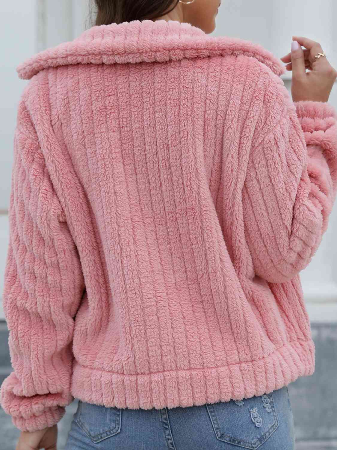 Collared Neck Button Up Jacket - AllIn Computer