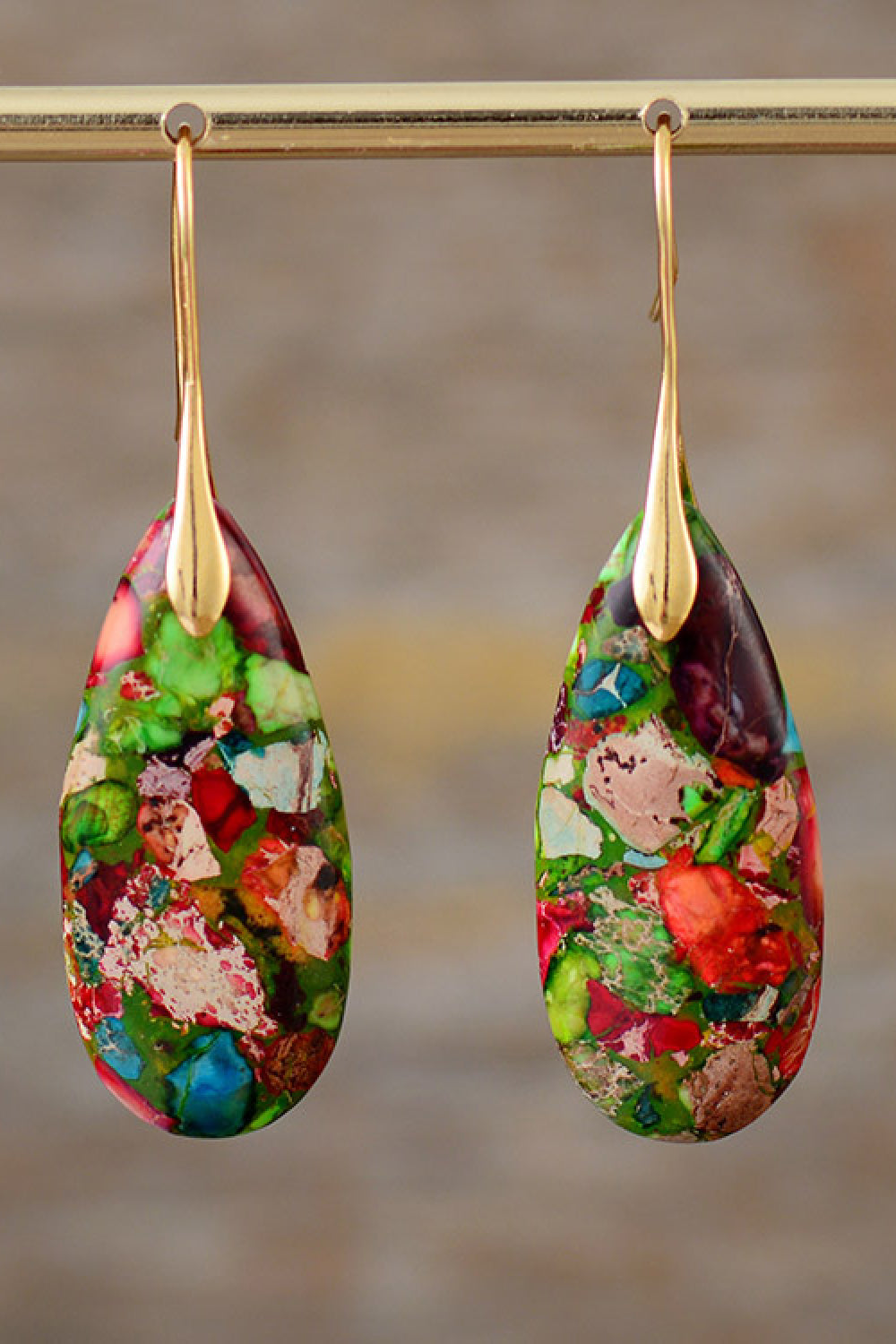 Handmade Teardrop Shape Natural Stone Dangle Earrings - AllIn Computer