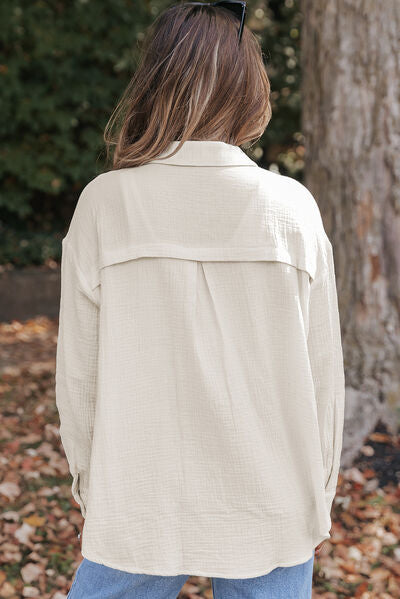 Textured Button Up Long Sleeve Shirt - AllIn Computer