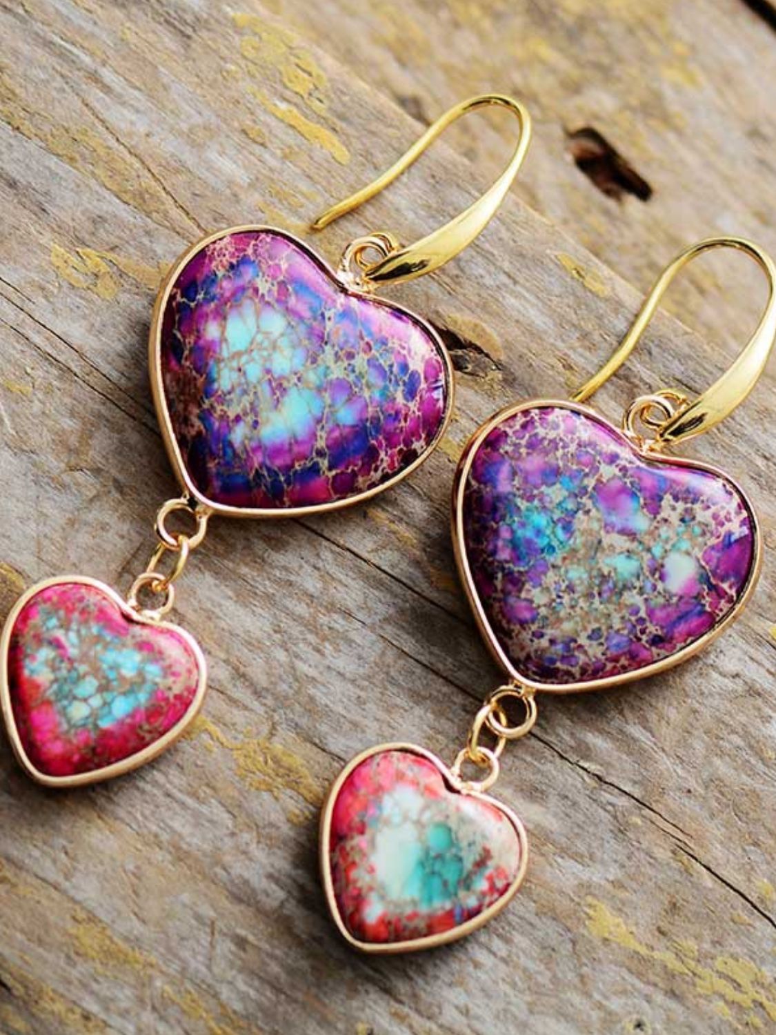 Heart Shape Imperial Jasper Dangle Earrings - AllIn Computer