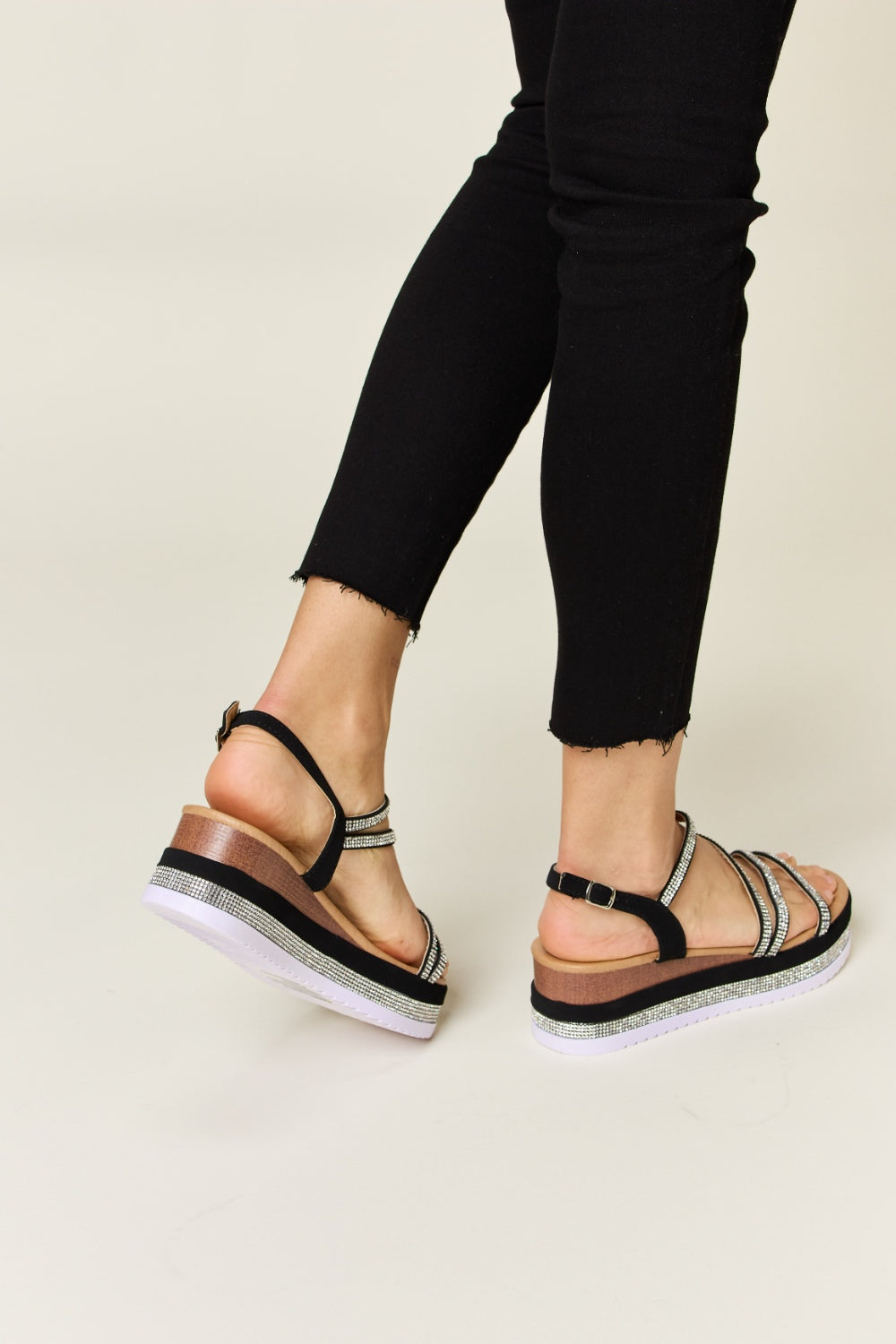 Forever Link Rhinestone Strappy Wedge Sandals - AllIn Computer