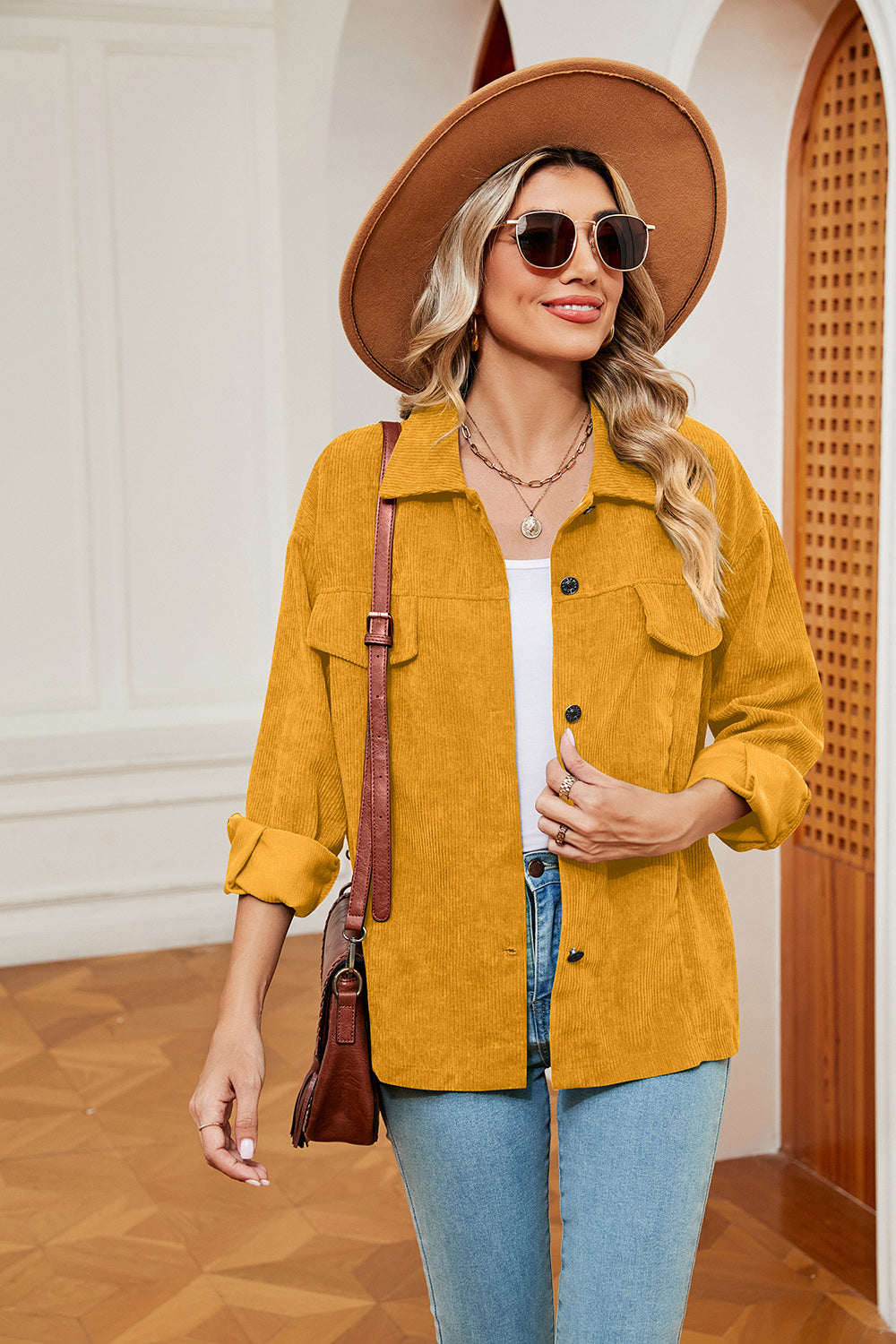 Button Down Collared Jacket - AllIn Computer