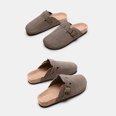 Suede Closed Toe Buckle Slides - AllIn Computer