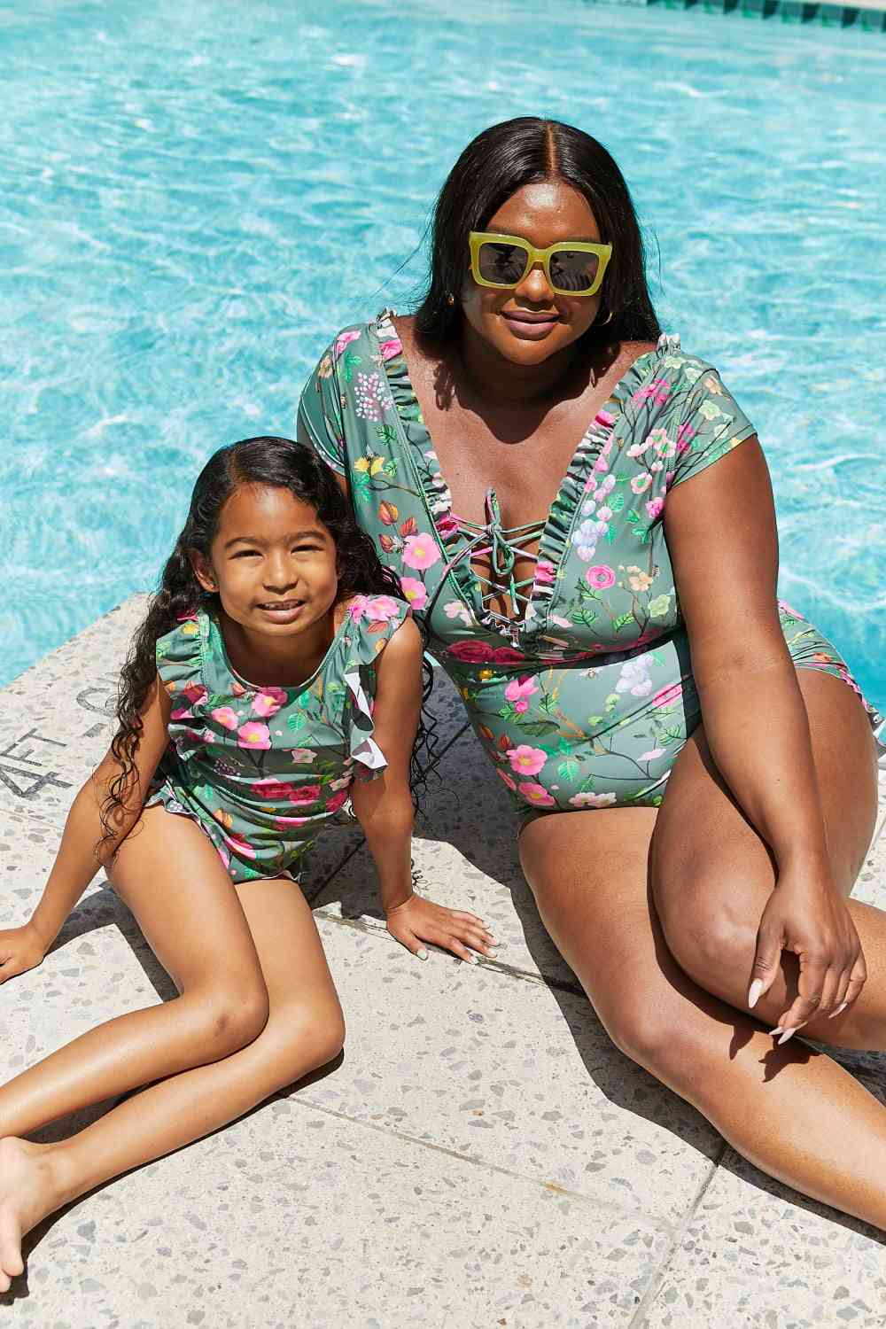 Marina West Swim Bring Me Flowers V-Neck One Piece Swimsuit In Sage - AllIn Computer