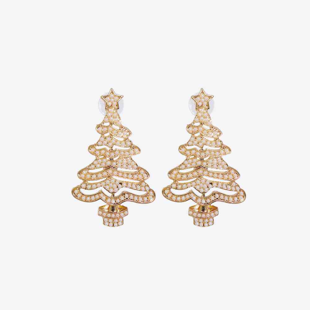 Rhinestone Alloy Christmas Tree Earrings - AllIn Computer
