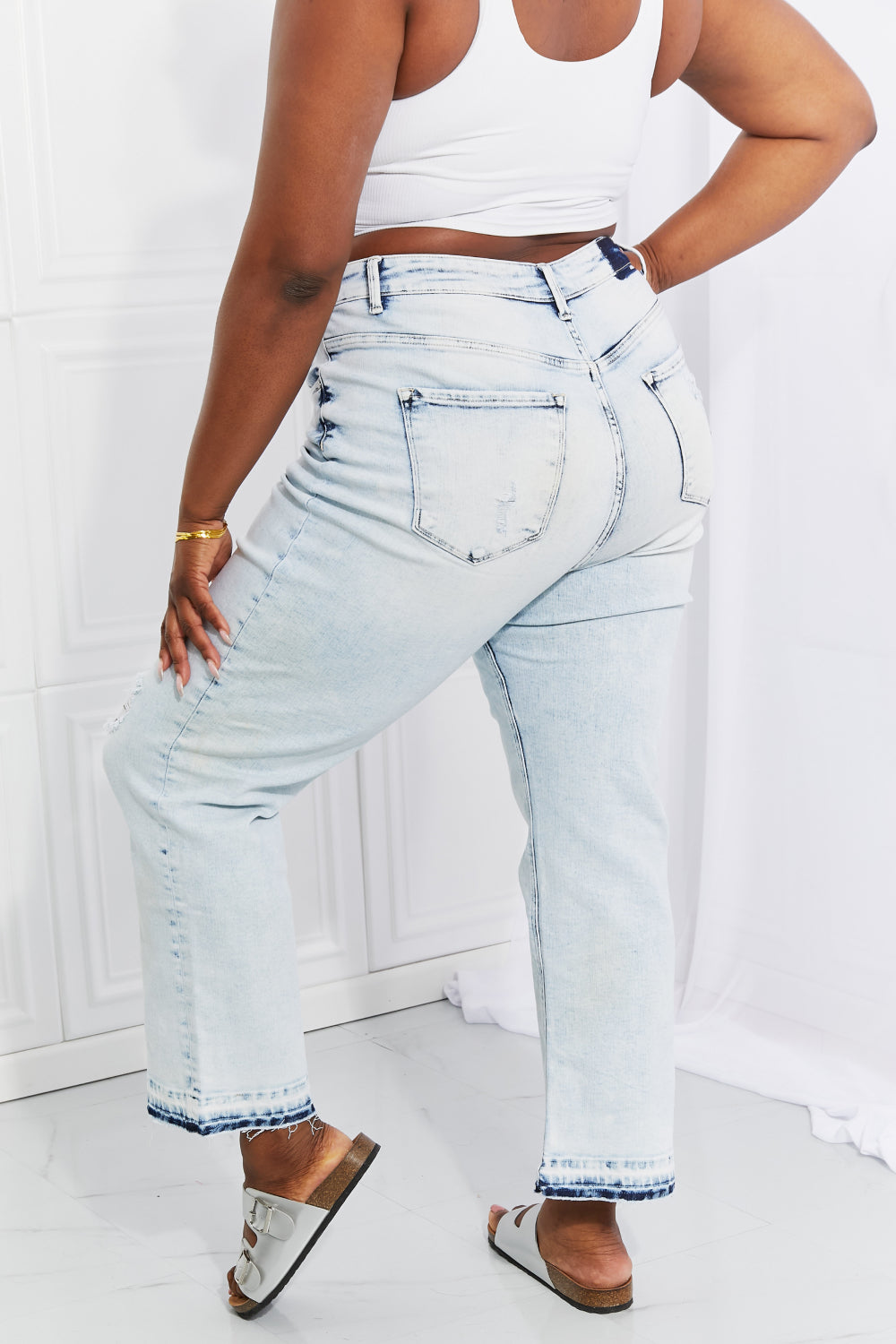 RISEN Full Size Camille Acid Wash Crop Straight Jeans - AllIn Computer