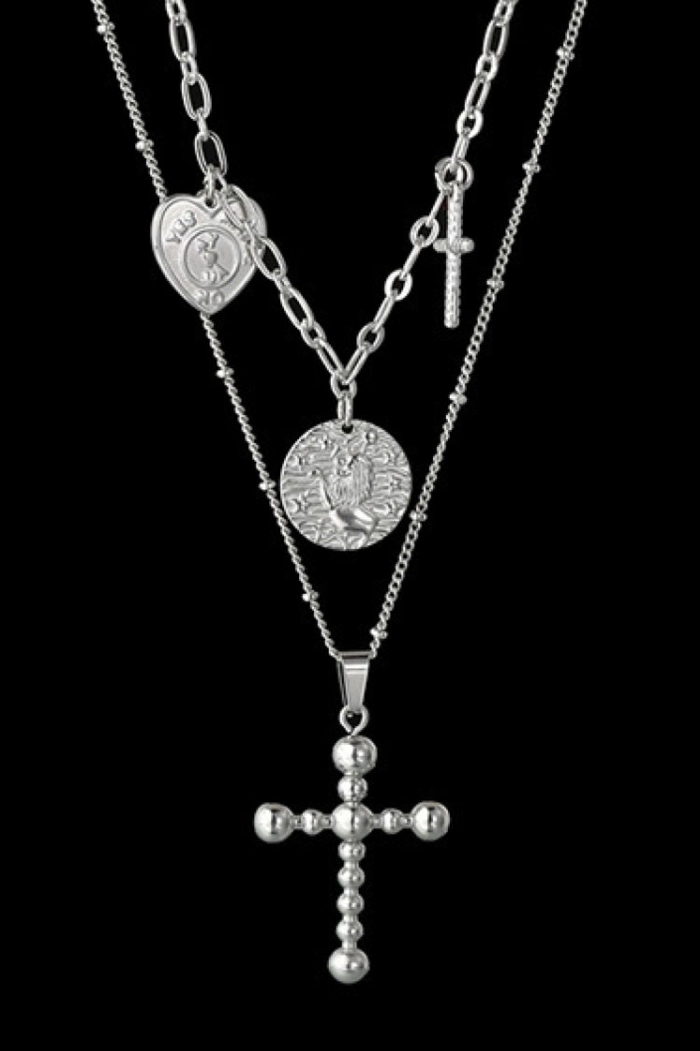 Stainless Steel Antique Coins & Cross Necklace - AllIn Computer