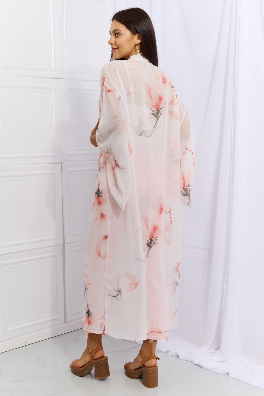 OneTheLand Pick Me Floral Chiffon Kimono Cardigan - AllIn Computer