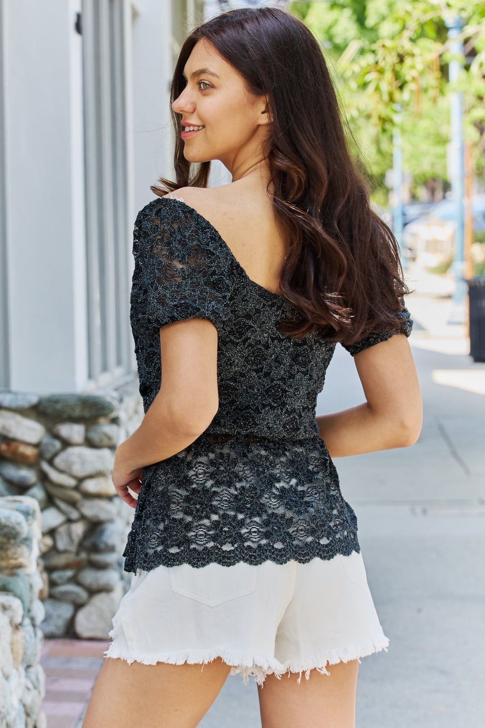GeeGee Show Stopper Glittler Peplum Top - AllIn Computer
