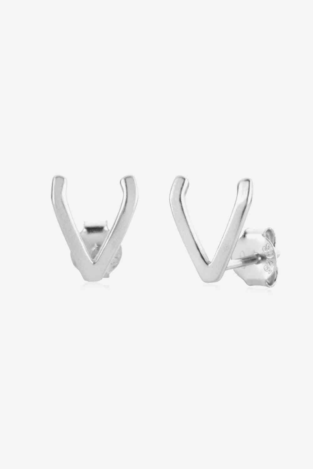 Zircon Letter V Stud Earrings - AllIn Computer