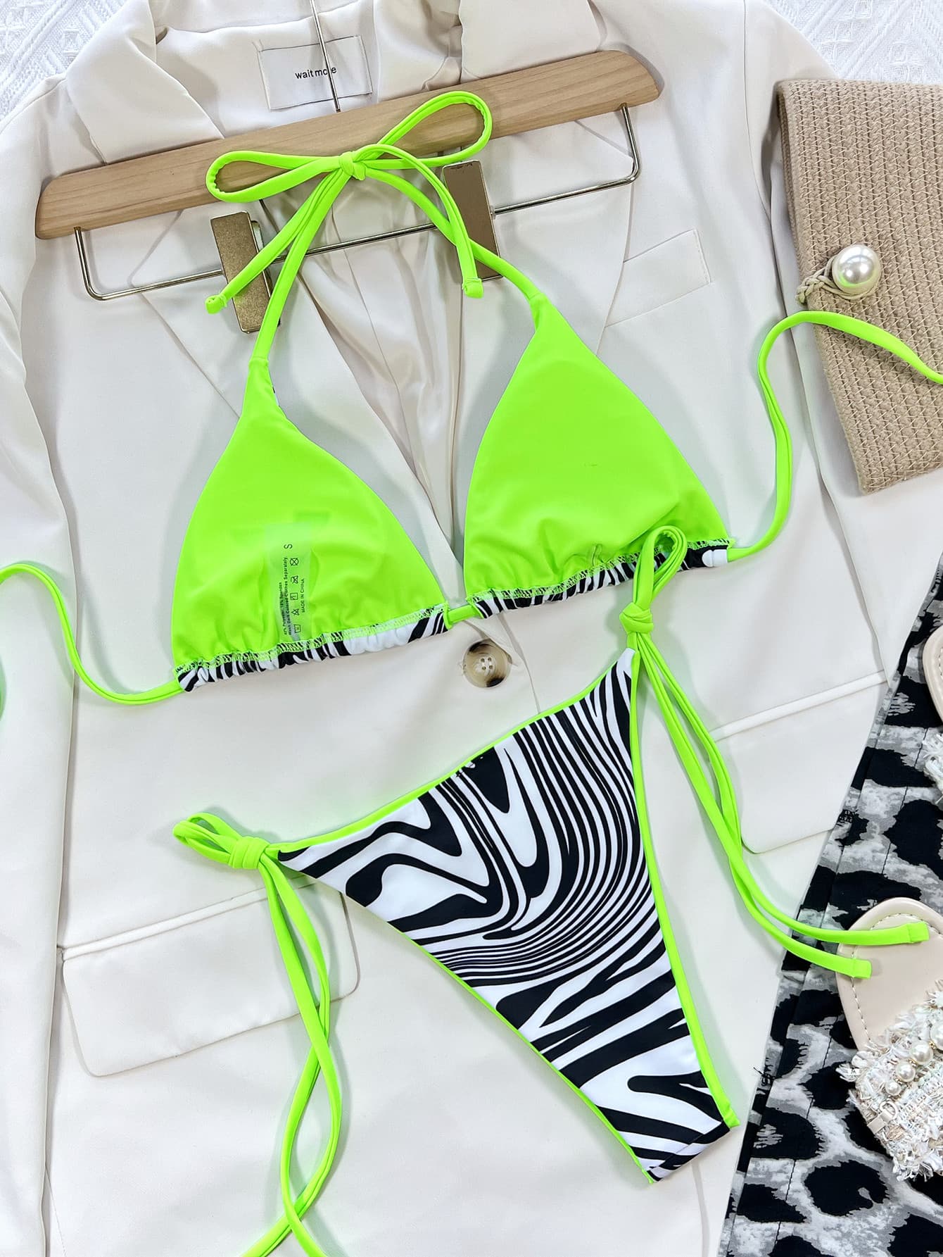Zebra Print Halter Neck Bikini Set - AllIn Computer