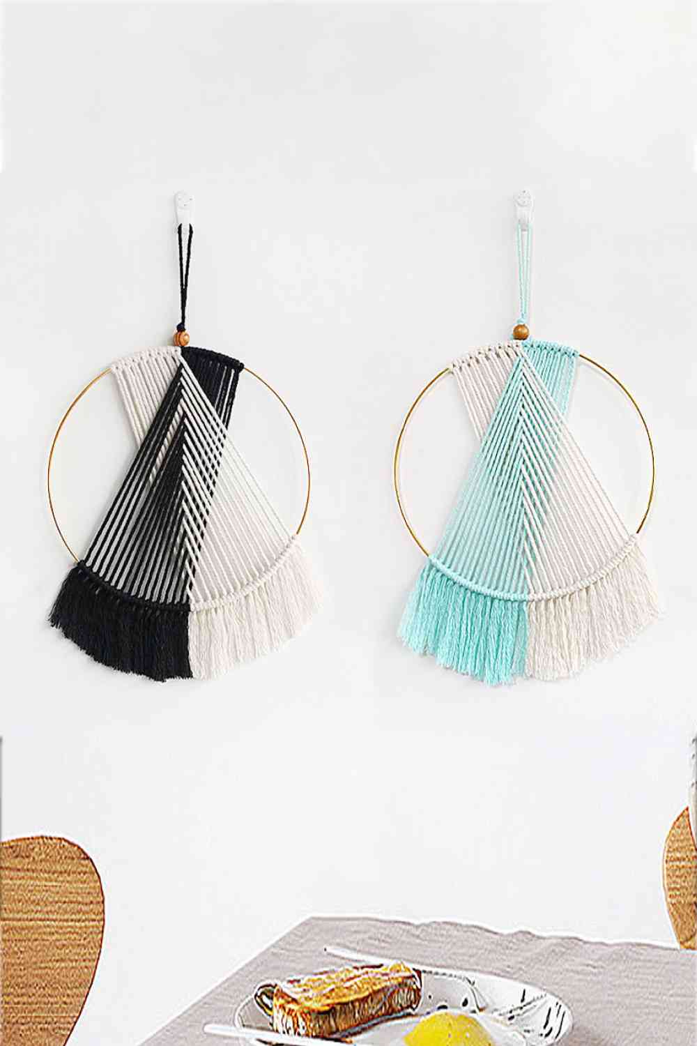 Contrast Fringe Round Macrame Hanging Wall Piece - AllIn Computer