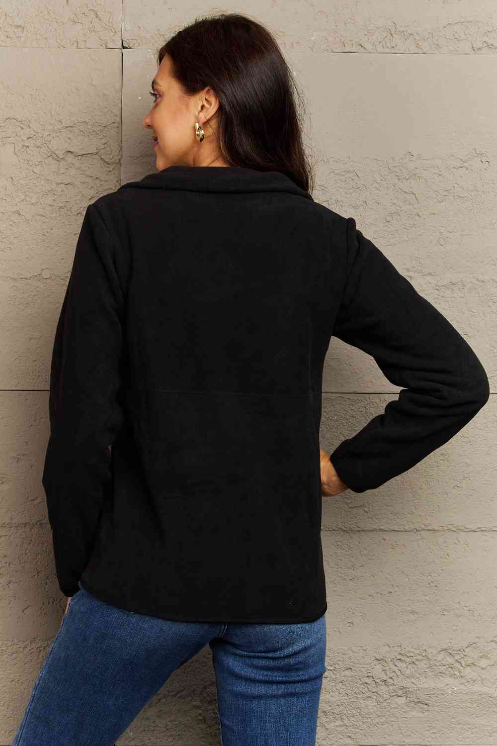Ninexis Collared Neck Zip-Up Jacket with Pocket - AllIn Computer