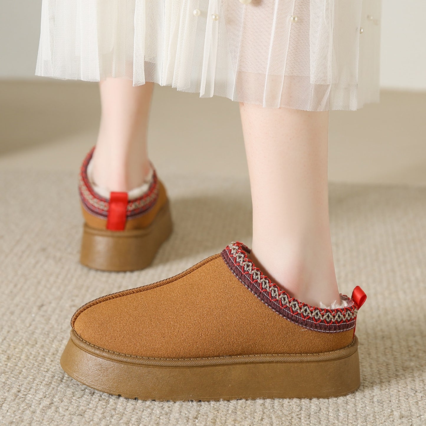 Faux Fur Center-Seam Slippers - AllIn Computer
