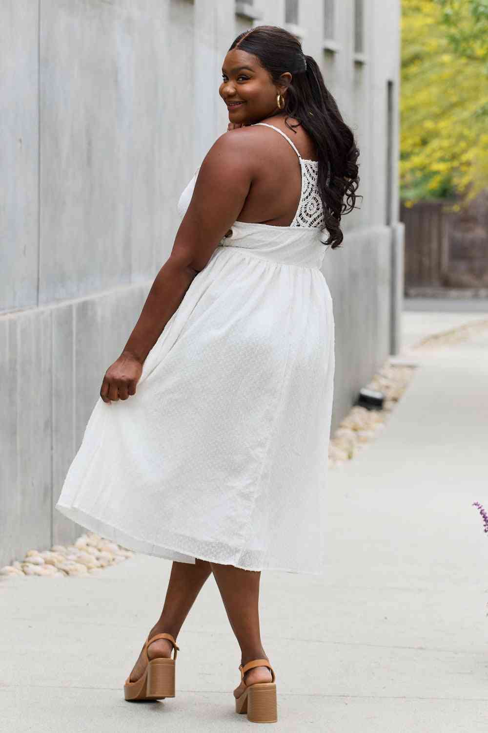 White Birch Full Size Lace Detail Sleeveless Lace Midi Dress - AllIn Computer