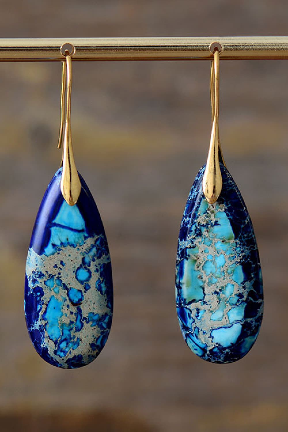 Handmade Teardrop Shape Natural Stone Dangle Earrings - AllIn Computer