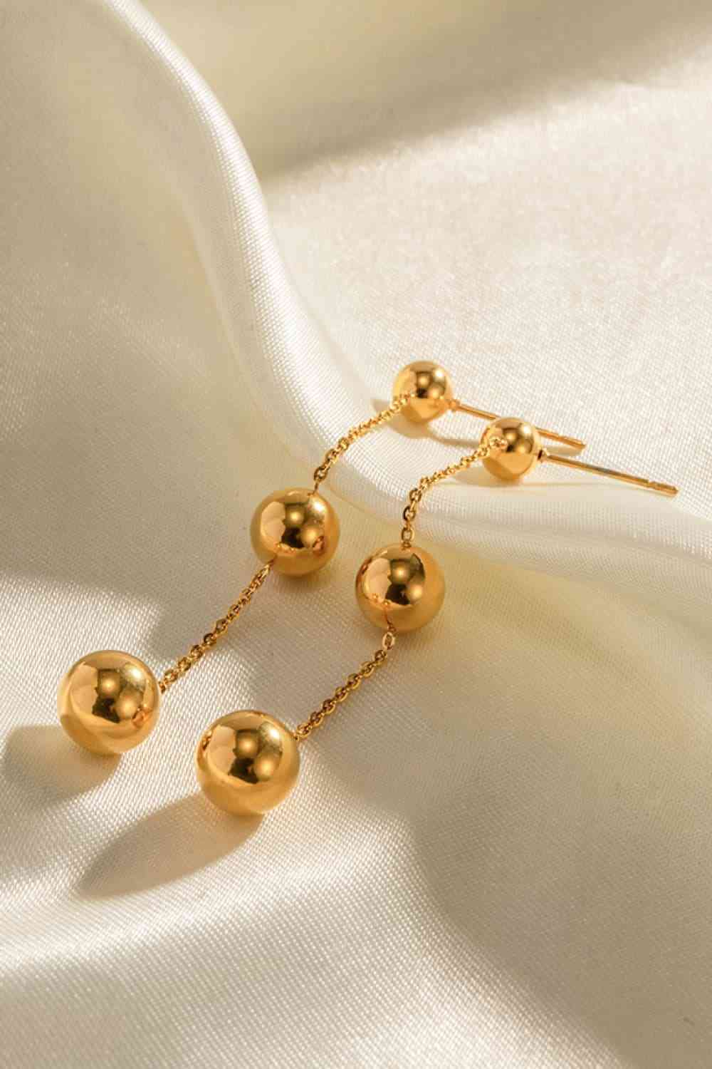 Ball Bead and Chain Stainless Steel Earrings - AllIn Computer