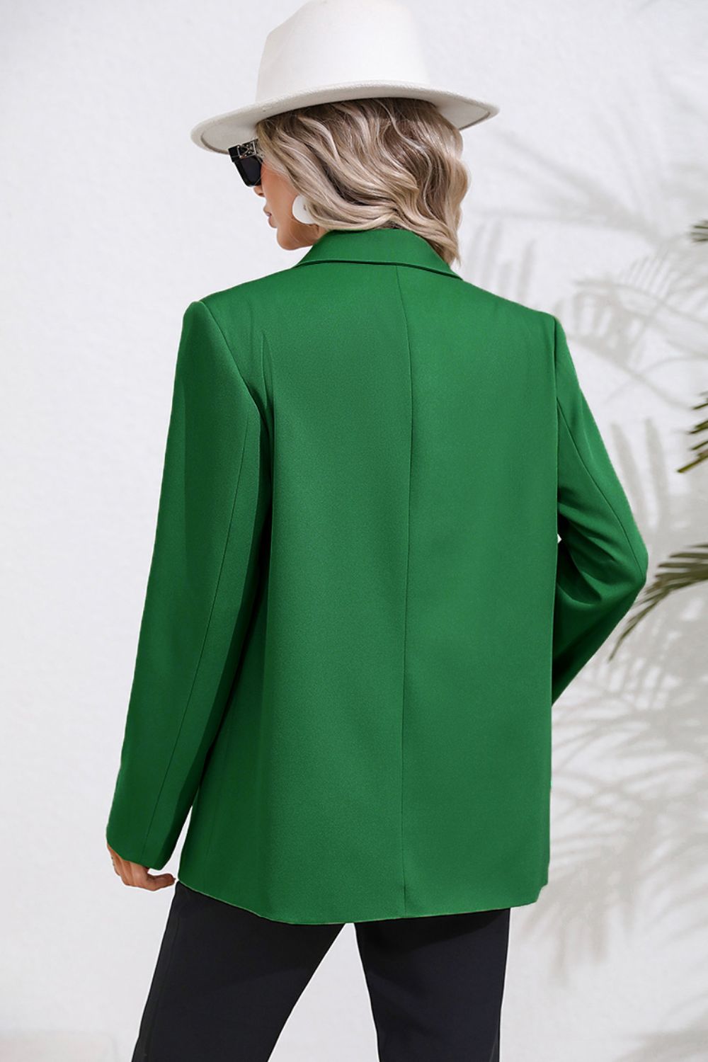 Lapel Collar Long Sleeve Blazer - AllIn Computer