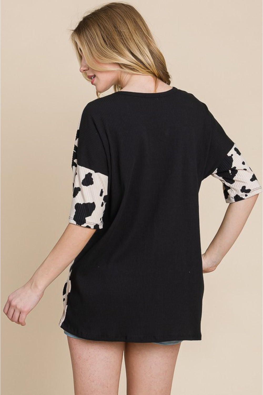 BOMBOM Rodeo Love Ribbed Animal Contrast Tee - AllIn Computer