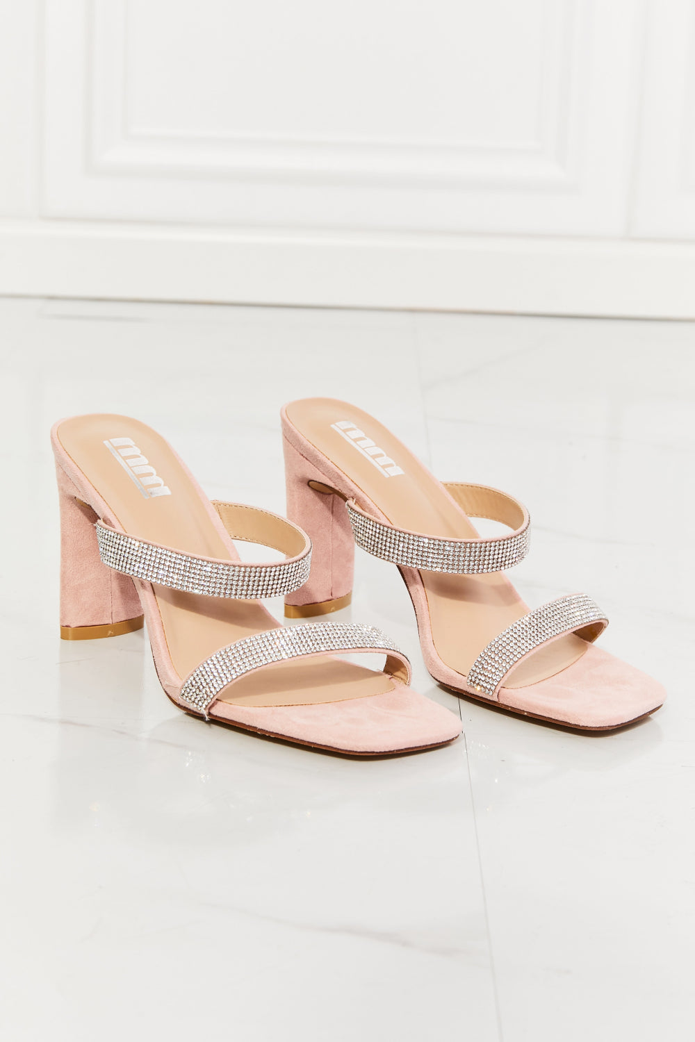 MMShoes Leave A Little Sparkle Rhinestone Block Heel Sandals in Pink - AllIn Computer