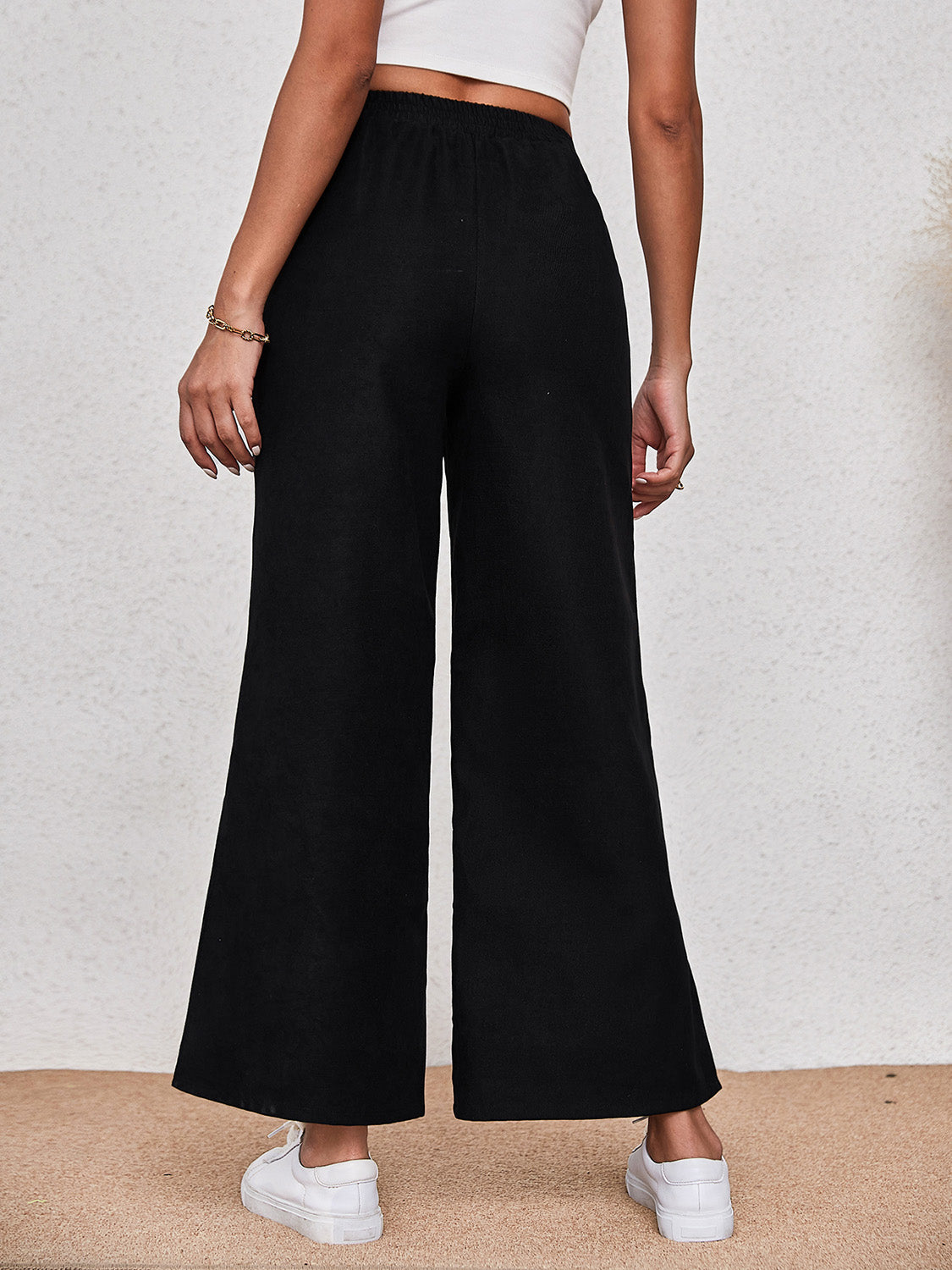 Wide Leg Slit Pants - AllIn Computer