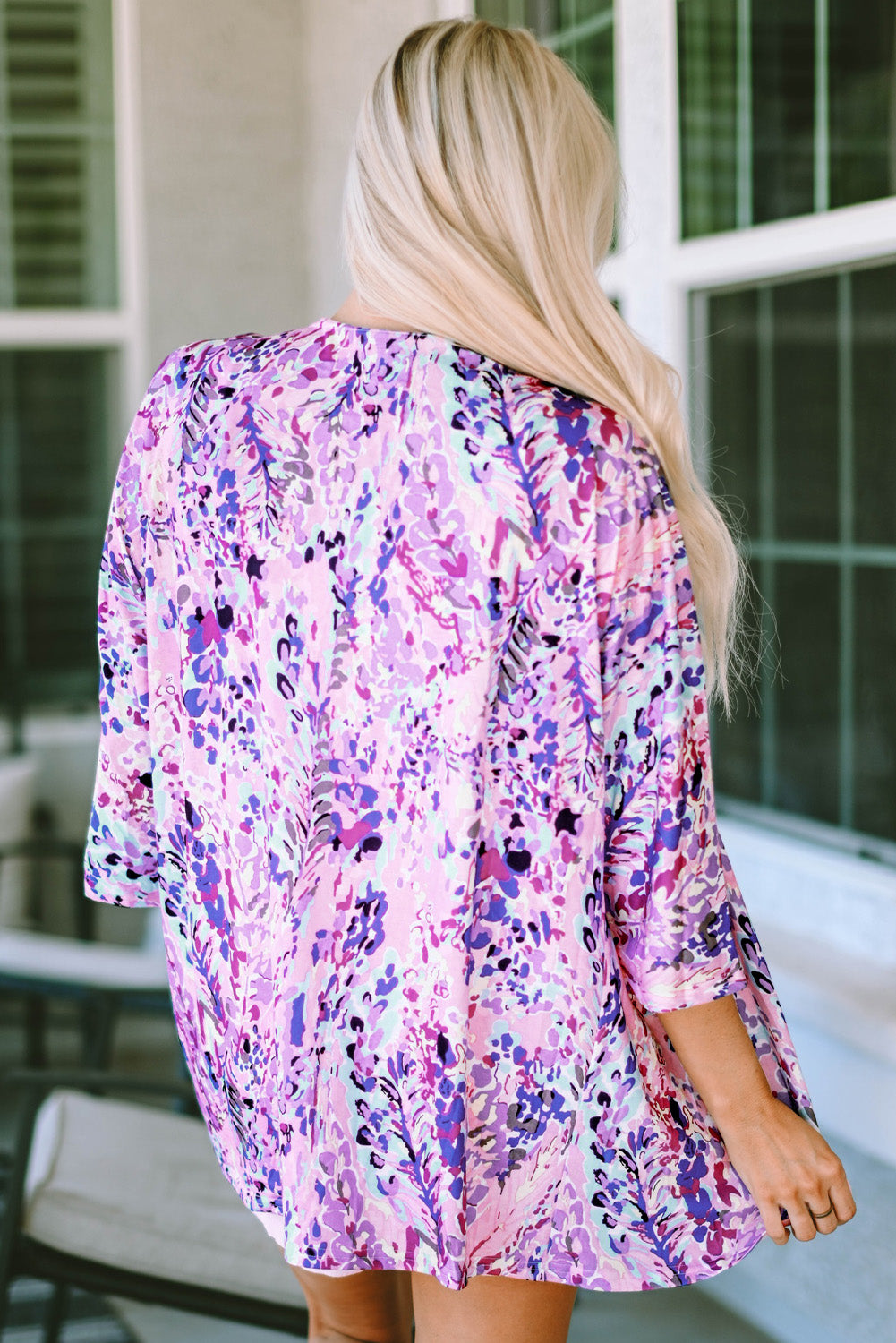 Printed Open Front Cardigan - AllIn Computer
