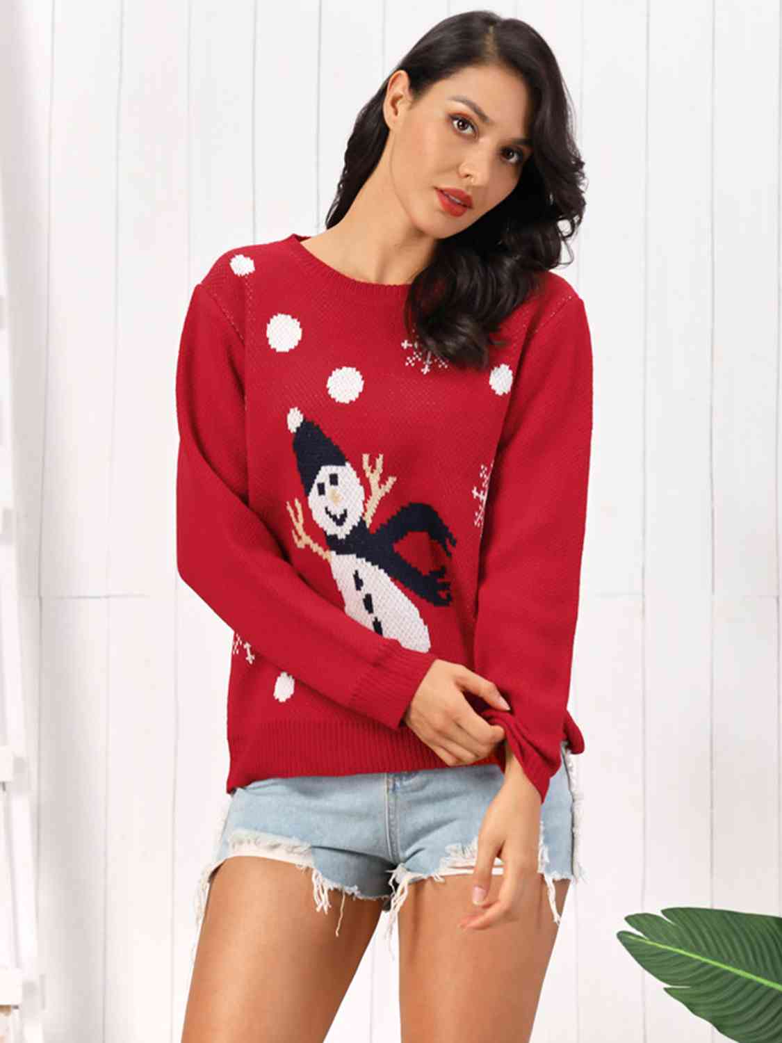 Snowman Round Neck Sweater - AllIn Computer