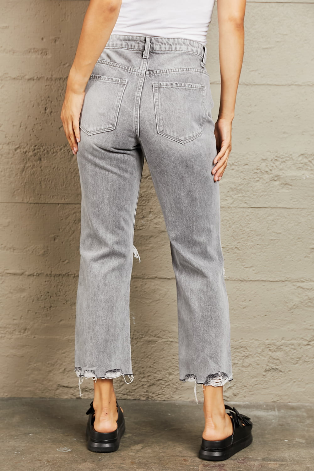 BAYEAS High Waisted Cropped Straight Jeans - AllIn Computer