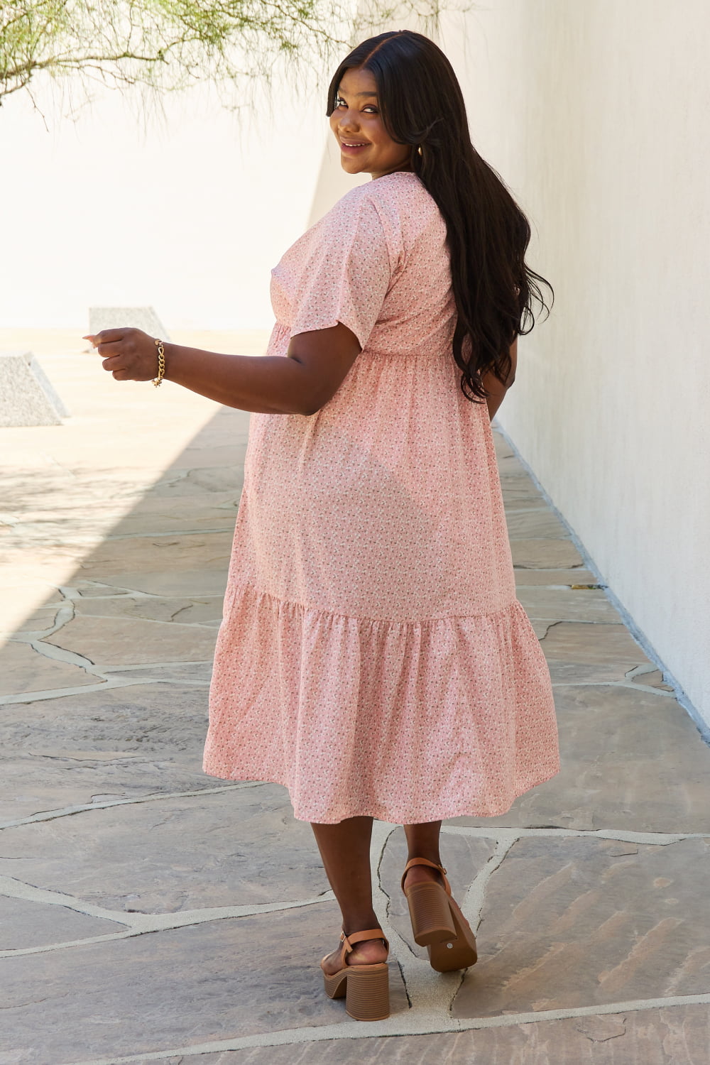 HEYSON Spring Baby Full Size Kimono Sleeve Midi Dress in Peach - AllIn Computer