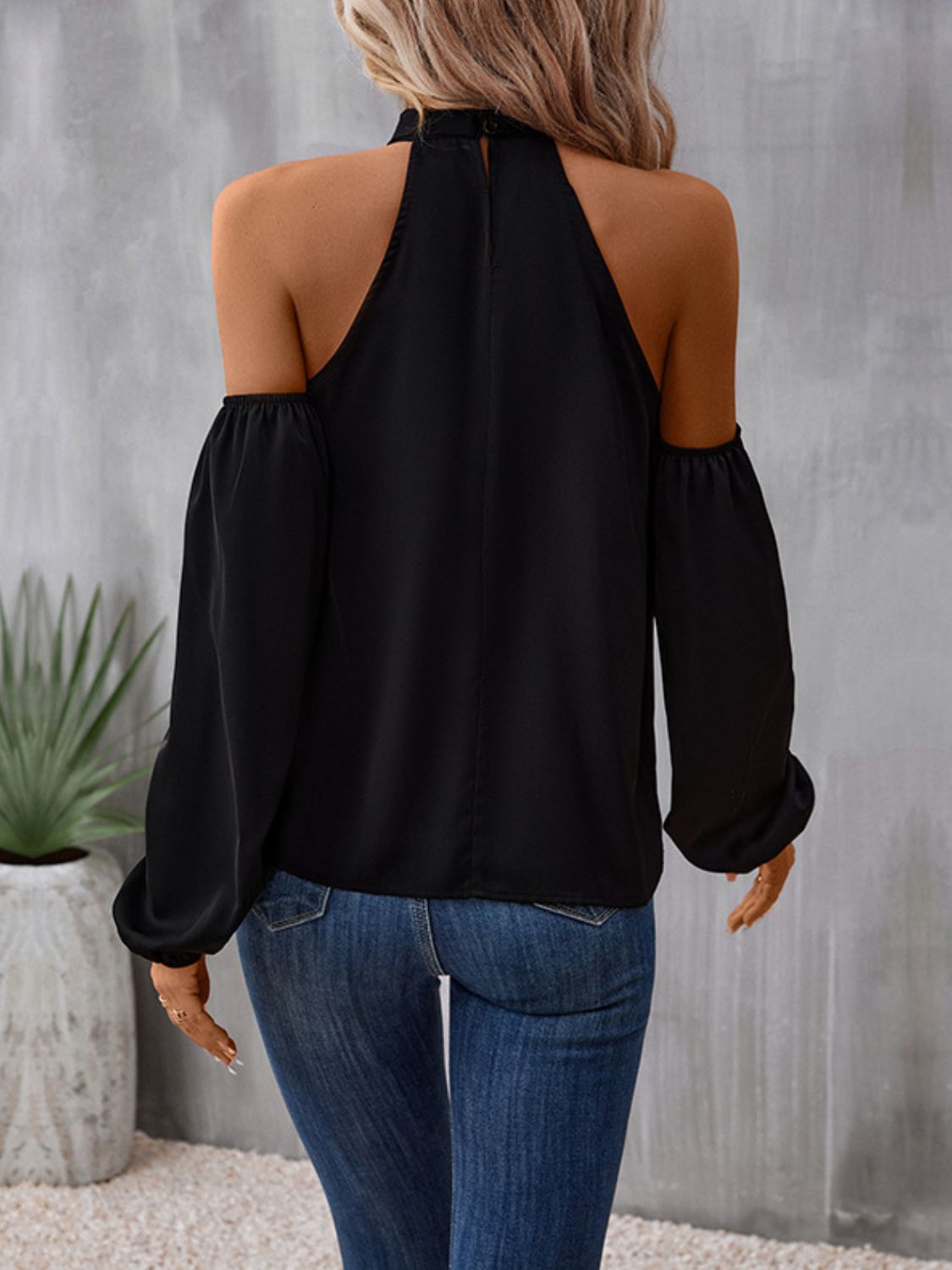 Grecian Cold Shoulder Long Sleeve Blouse - AllIn Computer