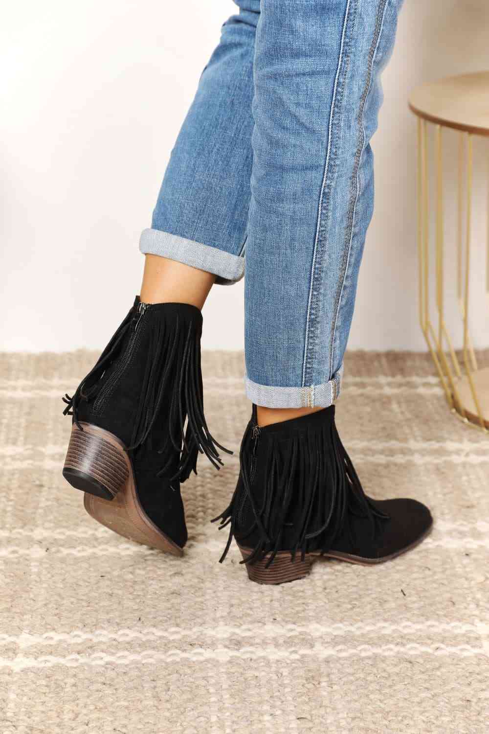 Legend Women's Fringe Cowboy Western Ankle Boots - AllIn Computer