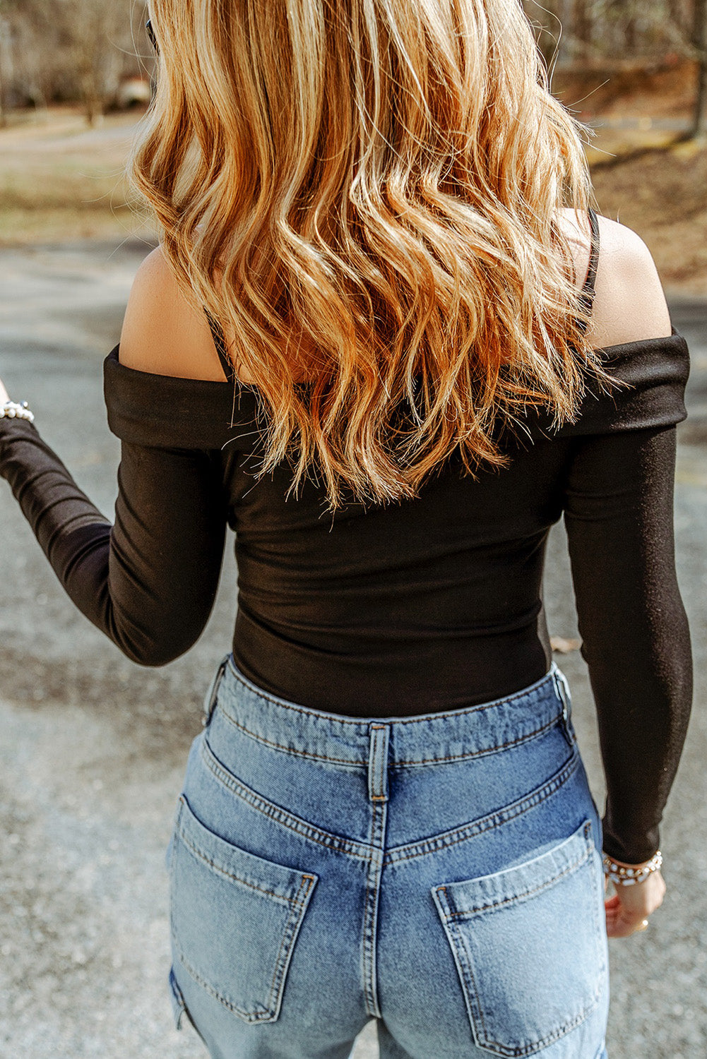 Cutout Cold-Shoulder Long Sleeve Bodysuit - AllIn Computer