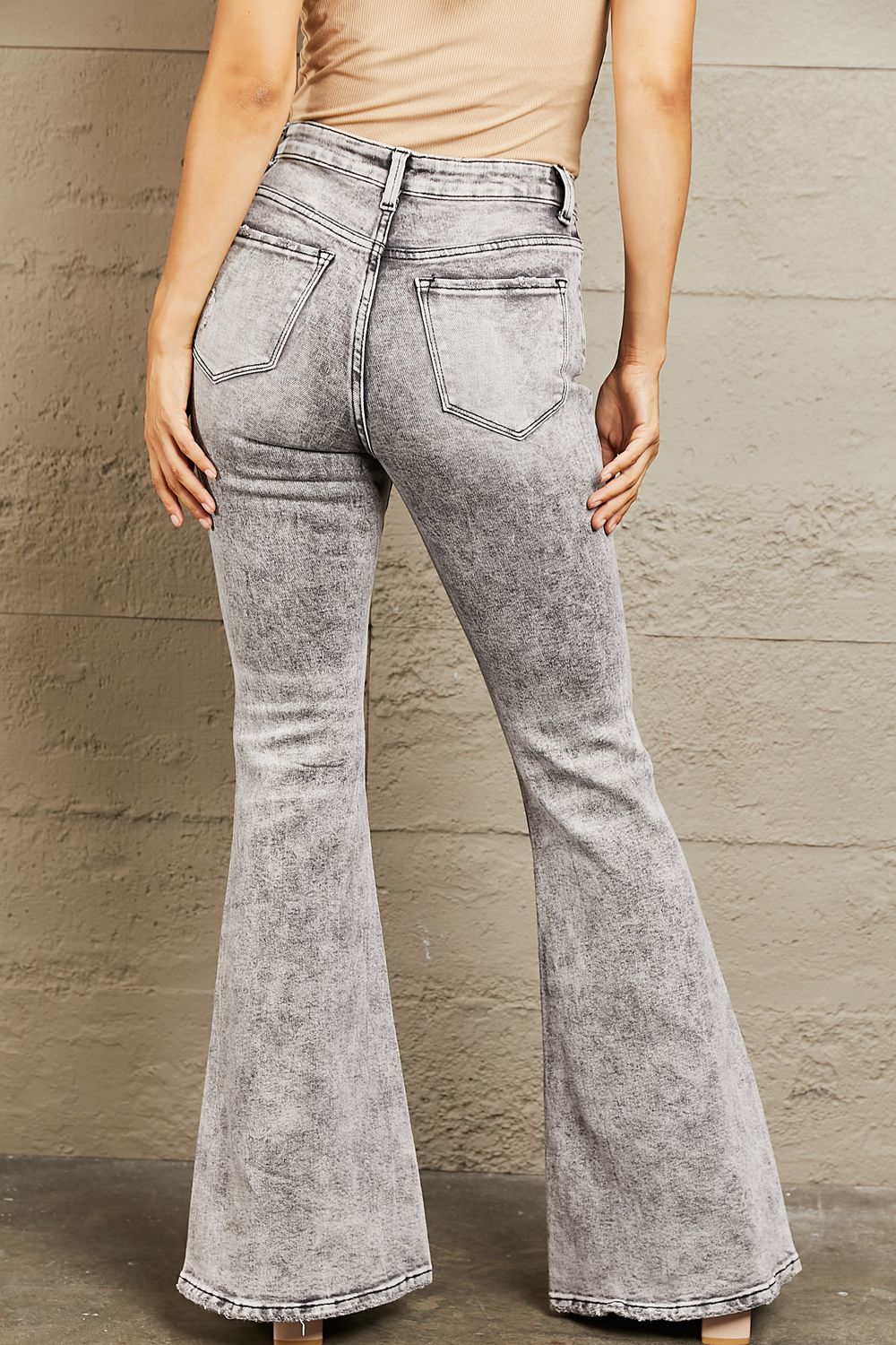 BAYEAS High Waisted Acid Wash Flare Jeans - AllIn Computer