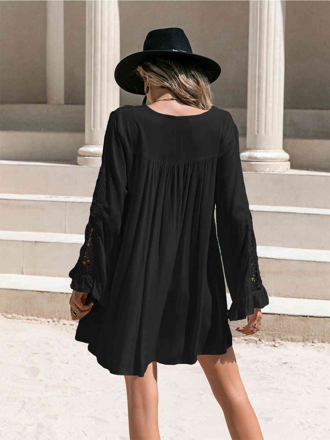 Lace Detail V-Neck Mini Dress - AllIn Computer