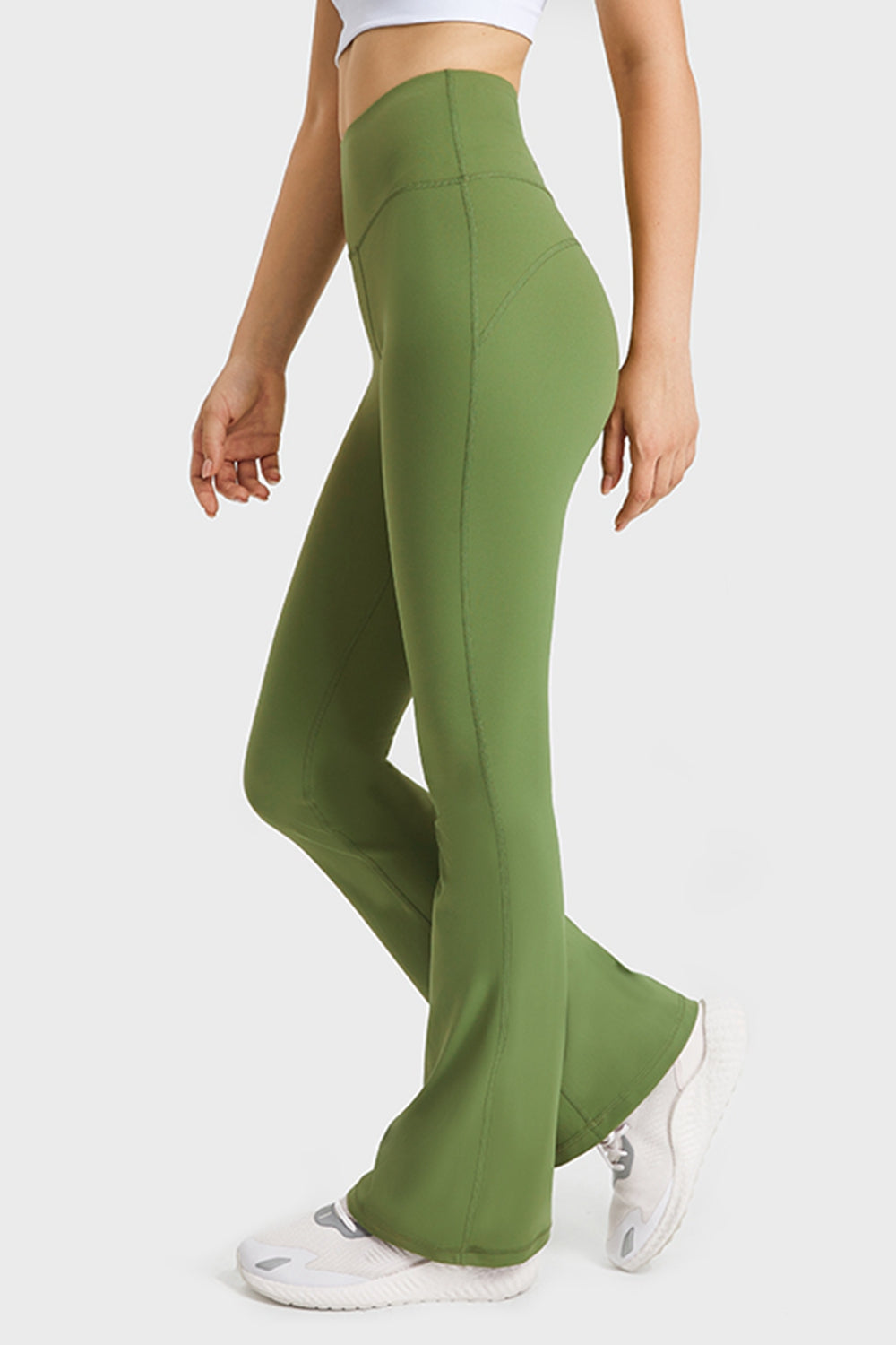 Elastic Waist Flare Yoga Pants - AllIn Computer