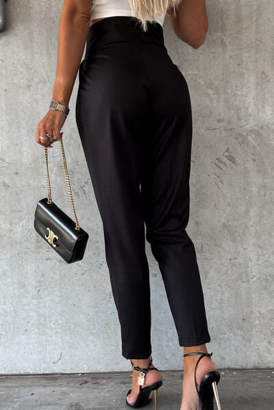High Waist Wide Waistband Pants - AllIn Computer