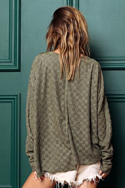 BiBi Checkered Thumbhole Long Sleeve T-Shirt - AllIn Computer